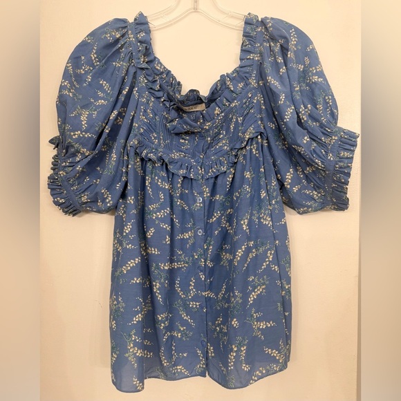 Doen Farley Short Sleeve Top Lapis Bluebell Ballad Size Medium - Picture 3 of 10